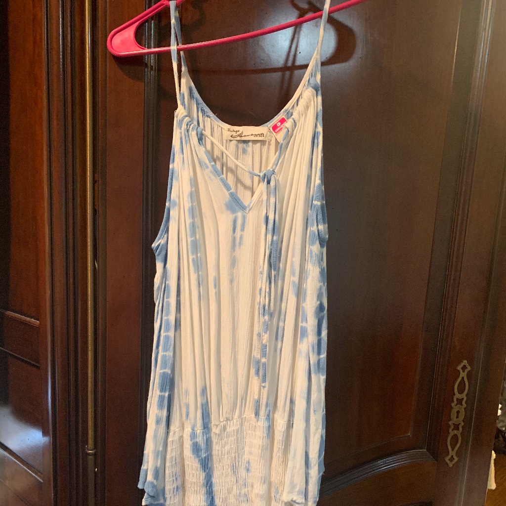 Vintage Havana White/Blue Tie-Dye Resort Dress